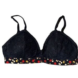 Hollister Gilly Hicks XS Wirefree Bra Black Lace Floral